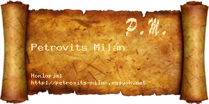 Petrovits Milán névjegykártya